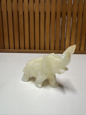 Onyx Stone Elephant Figure Hand Carved Vintage Collectible - Image 1 of 4