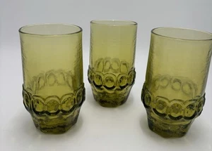 Juego de 3 vasos con patas de aguacate verde oliva franciscano Tiffin Madeira de colección - Imagen 1 de 9