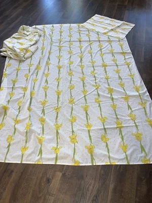 Juego de sábanas planas dobles vintage Wamsutta Supercale Plus floral iris amarillo EE. UU. Foto 1 de 4