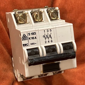 ABB Stotz BBC S 183 K 16A Circuit Breaker S183K16A 16Amp 3Pole S183K16A - Picture 1 of 10