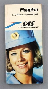 SAS SUMMER 1980 TIMETABLE FLUGPLAN SCANDINAVIAN AIRLINES SYSTEM CABIN CREW PIC - Picture 1 of 4