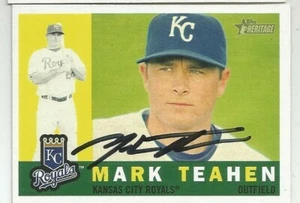 KANSAS CITY ROYALS MARK TEAHEN SIGNED 2009 TOPPS HERITAGE CARD WHITE SOX JAYS - Picture 1 of 1