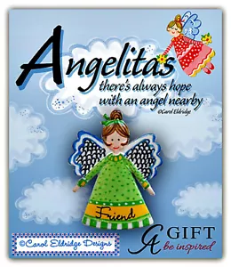 Angelita's Angels - FRIEND - Alfiler de solapa de metal NUEVO joyería cristiana - Imagen 1 de 1