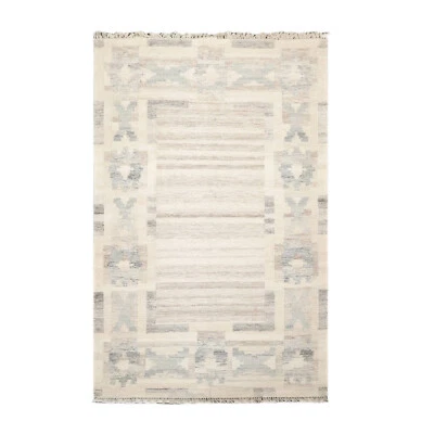 5' x 8' Hand Woven Wool Southwestern Flatweave Kilim Oriental Area Rug 5x8 Beige - Image 1 of 4