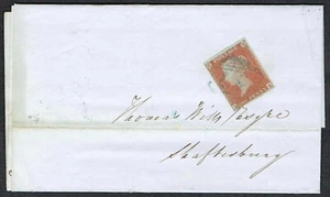1841 1d Red BK 4m BLUE 87 of BLANDFORD to Shaftesbury Cat. £650.00 - Picture 1 of 3