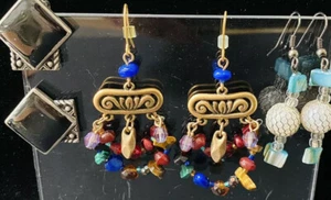 Lot of 3 Chicos Earrings Semi-Precious Stones Multicolor chandeliers MOP A89 - Picture 1 of 12