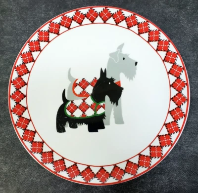 GRACE TEAWARE Scotty Dog Argyle Dinner Plate 10 1/2" Red Black Grey - Image 1 of 4