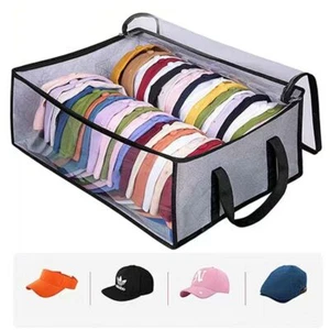 Collapsible Cap Storage Bag Dustproof Visible Window Closet Organizer Case - Picture 1 of 13
