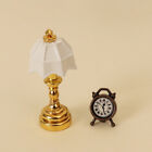 2Pcs 1:12 Dollhouse Miniature Desk Lamp Lights Alarm Clock Bedside Lamp Home Bii