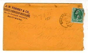 1873 J H FORNEY & CO*PRODUCE COMMISSION MERCHANTS*BALTIMORE*MD*CUBIERTA Y CARTA - Imagen 1 de 4