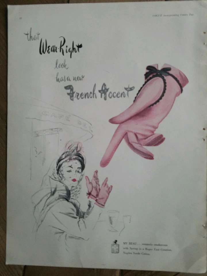 1949 Mujer Wear-Right Guantes Rosa Vintage Moda Anuncio Original Foto 1 de 1