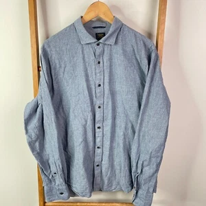 Industrie Button Up Shirt Mens Extra Large Blue White Dotted Long Sleeve Casual - Picture 1 of 12