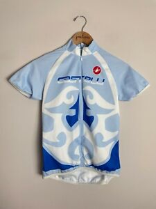 Kids Castelli Blue White Short Sleeve Bike Jersey Top Small S Cycling 