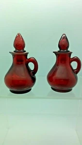 Pair Ruby Red AVON Vintage cruets - Picture 1 of 6