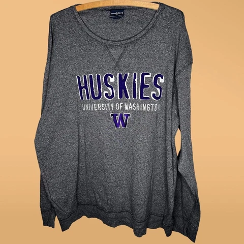 Washington Huskies Sweater Size 2XL Grey Pullover Sweatshirt Cover