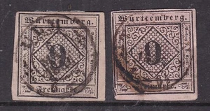 WURTEMBERG^^^1851 RARER sc#1 IMPERFS CLASSICS$190.00@ ga3718wu19 - Picture 1 of 2