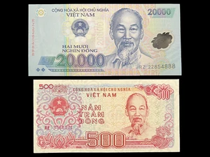 Vietnam 500 e 20000 Dong banconota polimero denaro UNC valuta vietnamita - Foto 1 di 6