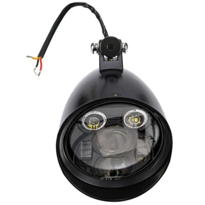 Black LED Headlight For Harley Davidson Dyna Honda Yamaha Softail Motorcycle - Image 1 of 4