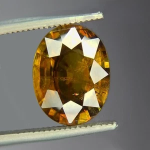 4.9ct Green Orange Sphene Pleochroic Flash Natural Earth Mined Unheated Oval - Picture 1 of 11