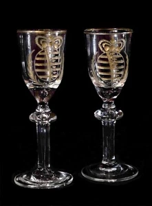 KURSACHSEN KURFÜRSTEN BAROCK WAPPEN PAAR GLAS POKALE SACHSEN GOLD UM 1750 - Picture 1 of 7