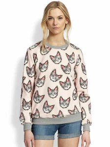 MARKUS LUPFER kitten Face Graphic Print Sweatshirt UK M RRP £168 LN111 ii 08 - Picture 1 of 5