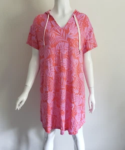Koolaburra by UGG Size Small French Terry Hoodie Dress Coral Purple Palm Leaves - Picture 1 of 17