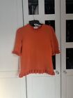 Dunnes Savida Orange Blouse With Embellished Buttons Uk12 Excellent Condition