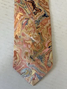 Cocktail Colors Men's Necktie Tie Silk Satin Peach Blue Yellow Pastel Made USA - Picture 1 of 6