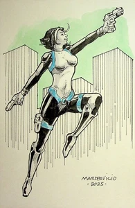 DOMINOS - Mars Servicio SIGNIERT handbemalt Convention Marvel Comics Kunst - Bild 1 von 2