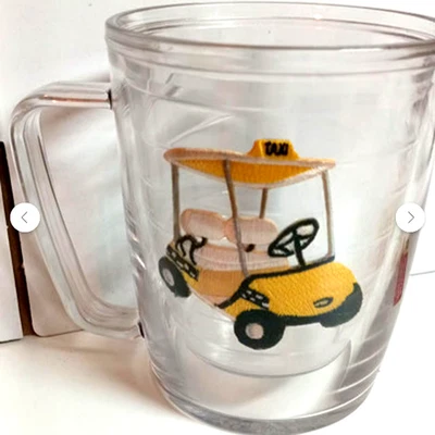 Caneca de golfe Tervis 16 oz carrinho de golfe amarelo copo isolado transparente feito nos EUA - Imagem 1 de 3