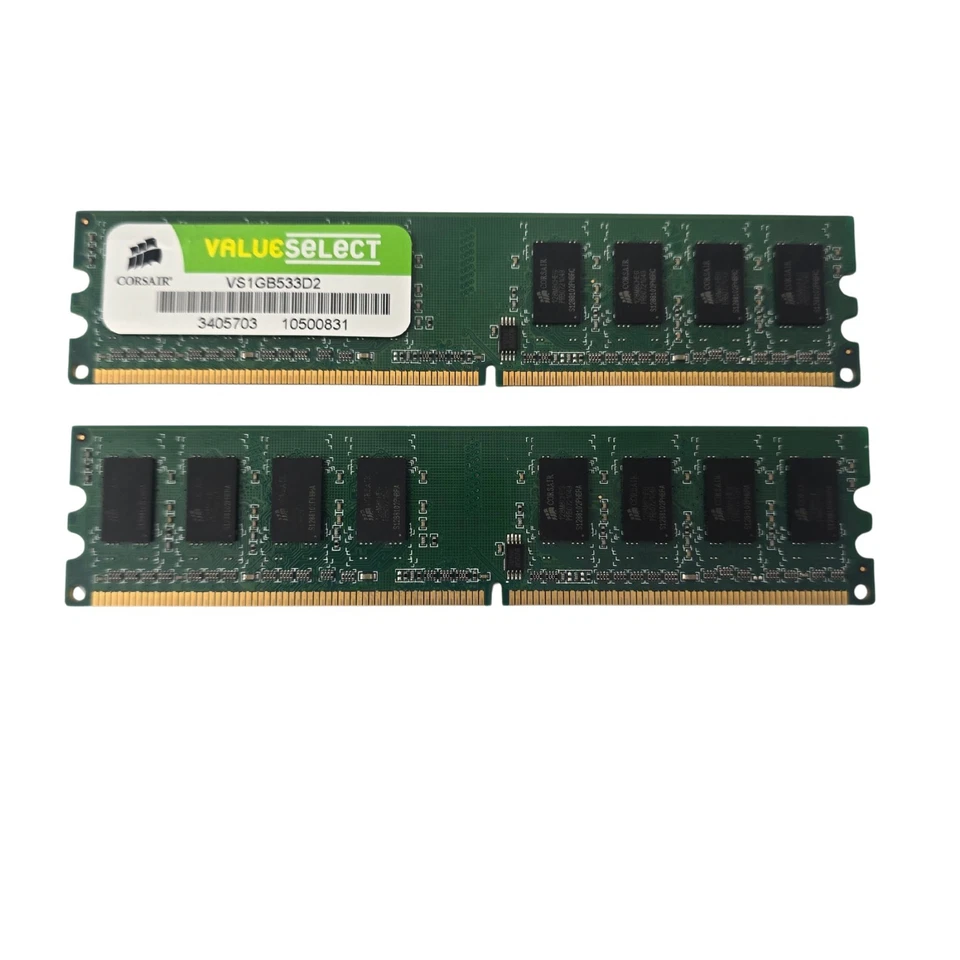 2x1GB Corsair DDR2 Value Select RAM | PC2-4200U | VS1GB533D2 - Image 1 of 1
