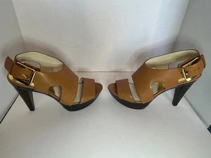 Michael Kors Carla Platform Heel Brown Size 8 US Womens Shoes NEW *See Condition - Picture 1 of 13