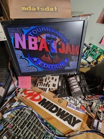 NBA JAM TOURNAMENT PCB JAMMA ARCADE REWIND 2.0 BOARD SET WORKING!!!! MIDWAY 