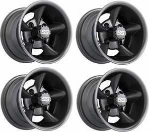 GTW Godfather 10 inch Matte Gray Aluminum Golf Cart Wheel | 3:4 Offset | Set 4 - Picture 1 of 6