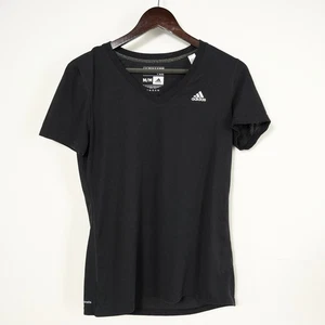 Adidas Women’s M. Black Ultimate V-Neck Short Sleeve Athletic T-Shirt W/Logo - Picture 1 of 5
