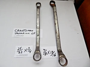 Craftsman Vanadium CI 7/8 x 13/16 & 25/32x3/4 Offset Double Box End Wrenches USA - Picture 1 of 4