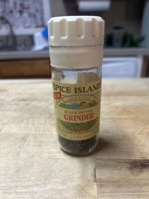 Vintage SPICE ISLANDS Glass Jar Black Pepper With Grinder. 1990s - Image 1 of 4