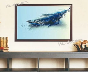 UNFRAMED Abstract Blue Feather Canvas Print High Quality Poster Home Wall Decor - Picture 1 of 1