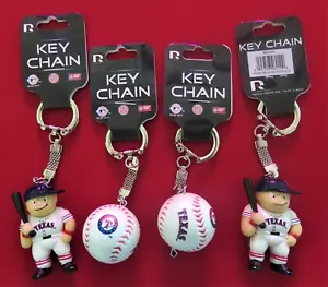 FOUR (4) TEXAS RANGERS PLASTIC, BASEBALL KEY CHAINS FROM RICO INDUSTRIES - Picture 1 of 3