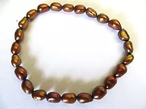 Bracciale elastico Honora bronzo coltivato tonalità colore perle 7,5 pollici 6 mm - Foto 1 di 1
