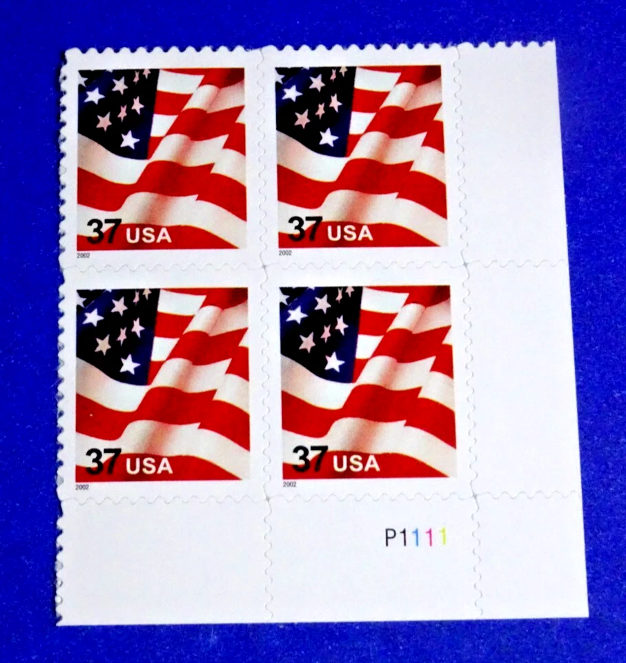 US 3630 "USA" FLAG PLATE# BLOCK OF 4 MNH/SA (37c) STAMPS BUY-IT!! - Image 1 of 1