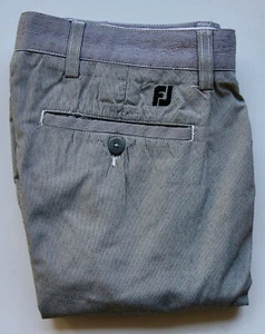 FootJoy pantaloncino uomo 34 grigio righe golf chino seersucker 9" piatto davanti poliestere - Foto 1 di 5