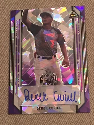 DEREK CURIEL 2021 Leaf Metal Purple Crystals AUTOGRAPH #7/10 LSU Tigers ARC - Image 1 of 2