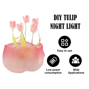 Tulip LED Night Light DIY Atmosphere Lamp Home Battery 5/9floral Creative Sea - Picture 1 of 15