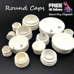 Cappucci estremità di copertura in plastica rotonda bianca 12-74 mm inserti tubo tubo spina bung Regno Unito - Foto 1 di 5