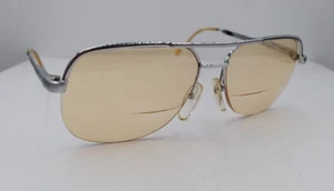 Vintage Logo Paris silberne Pilot Halbfelge Metall Sonnenbrille Frankreich NUR RAHMEN - Bild 1 von 7