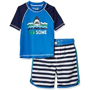 iXtreme Boys' Printed Two Piece Rashguard Sets, Navy, 4 - Picture 1 of 2