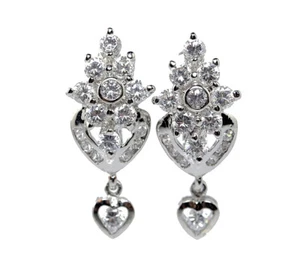 Classy CZ Piedra Gota Corazón Oro Blanco 22K GP Tailandés Hecho a Mano GT16 - Imagen 1 de 5