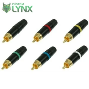 Rean Neutrik NYS373. Male RCA Phono Connector. Gold PRO HIFI Plug Solder. Bands - Picture 1 of 14