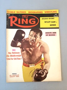 The Ring Magazine April 1958 Sugar Ray Robinson MCM Ads Pic Boxing Wrestling - Picture 1 of 11